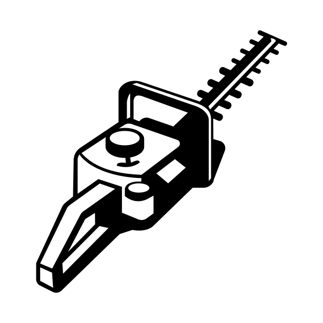 Hedge Trimmer or Hedge Cutter Viewed from a High Angle Retro Black and White by patrimonio