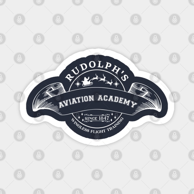 Aviation. Rudolph's Aviation Academy, Wingless Flight Training, Since 1847 [White] Magnet by Blended Designs