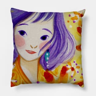 Smiling with Flowers Pillow