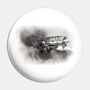 Stearman Biplane B+W Pin