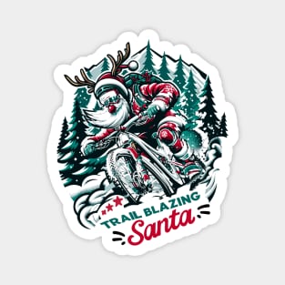 Trail Blazing Santa, Mountain Biking Christmas Spirit Magnet