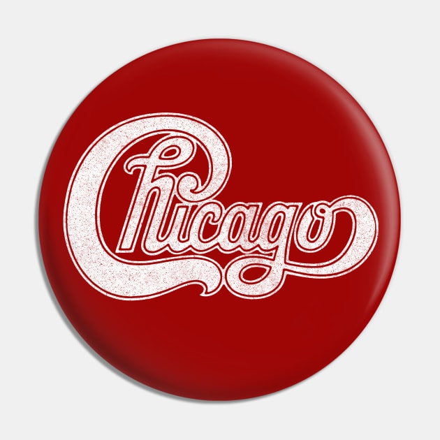 Chicago / Retro Styled Faded Design (White) Pin by CultOfRomance