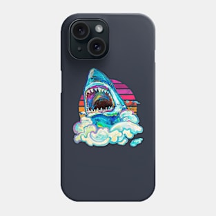 Retro Great White Shark by Robert Phelps Phone Case