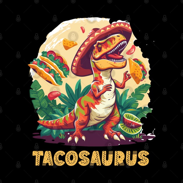 Tacosaurus Funny Tacos Tuesday T-rex Holding Taco Dinosaur For Cinco De Mayo by familycuteycom