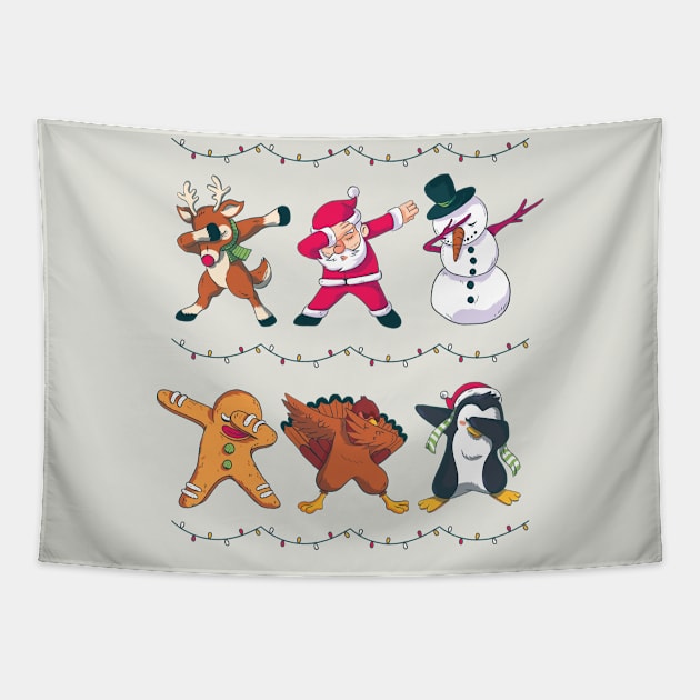 Dabbing Holiday Characters | Santa Rudolph Frosty Christmas Tapestry by SLAG_Creative