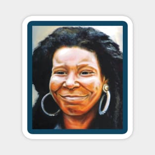 "SMILE"  Whoopi Goldberg Oil Portrait Magnet