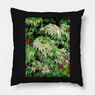 Green leaves with red edge Pillow