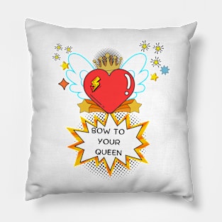 Bow to your queen in pink art Pillow