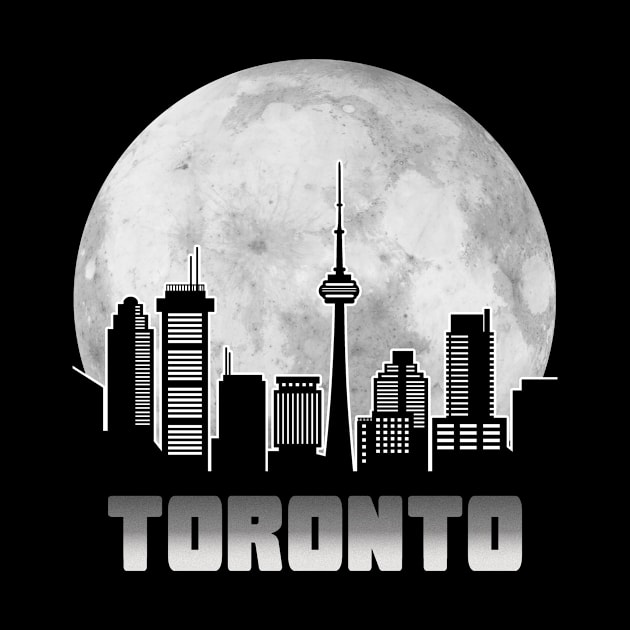 Toronto Canada Skyline Full Moon by travel2xplanet