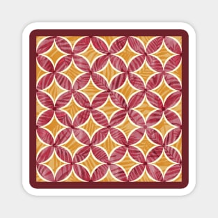 Yellow and Red Sunset Palms Geometry Magnet