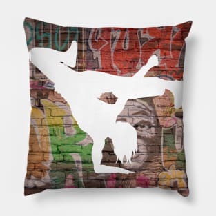 Break Dancer on Graffiti Background 2 Pillow