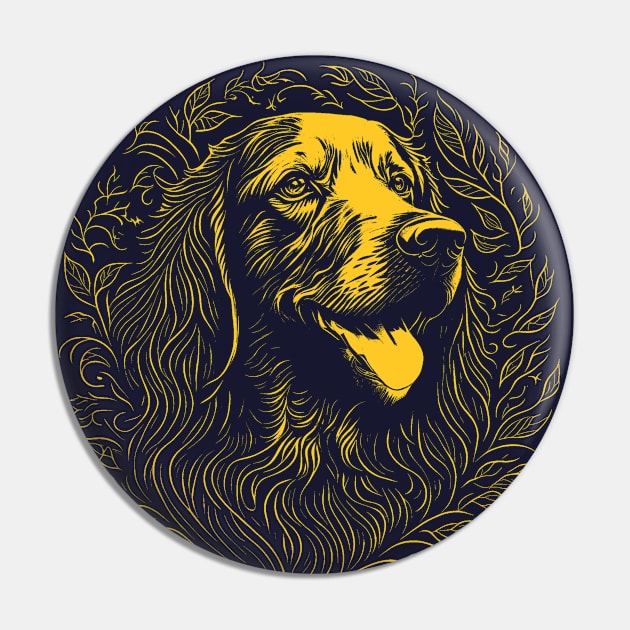 Golden Retriever Monochrome Pin by Deniz Digital Ink