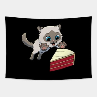 Himalayan Cat excited to eat Red Velvet Cake Tapestry