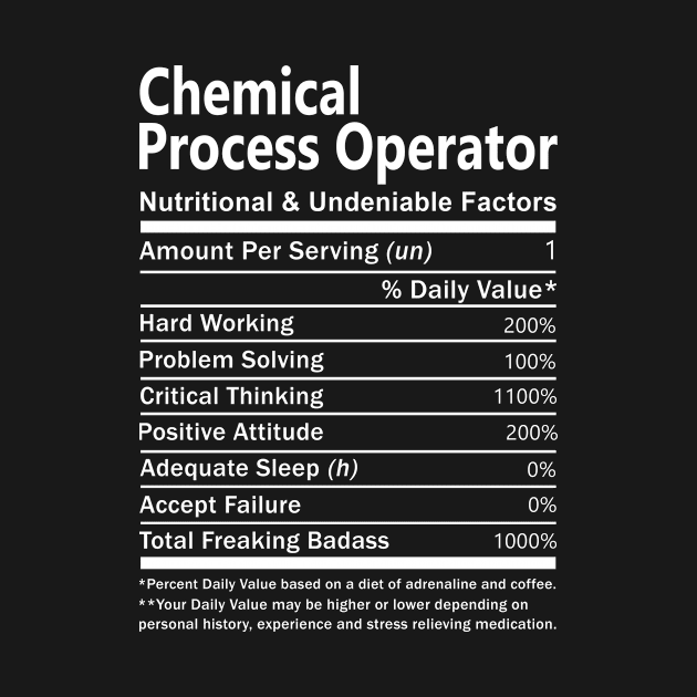 Chemical Process Operator T Shirt - Nutritional and Undeniable Factors Gift Item Tee by Ryalgi