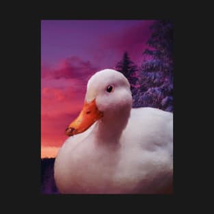 a white duck in the sky painting T-Shirt