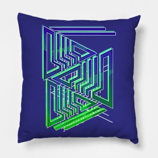 Geometric abstract blue green Pillow