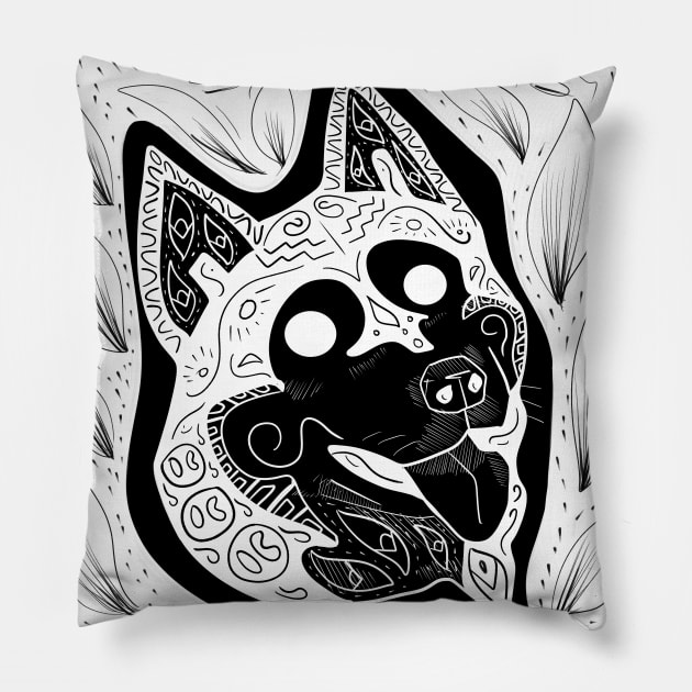 the wolf pack ecopop in kawaii pattern Pillow by jorge_lebeau