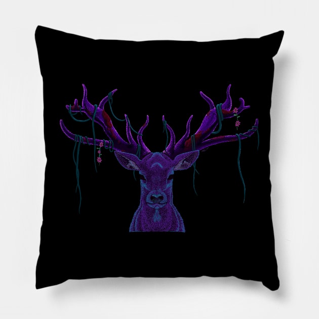 purple deer Pillow by paulomatiazi