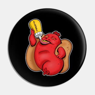 Funny Hot Dog Sausage Sci-fi Alien Junk Food Parody Pin