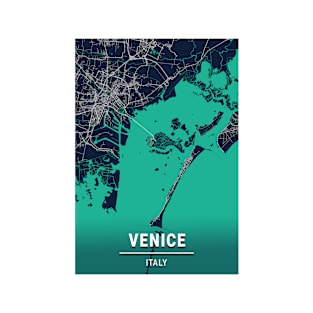 Venice Blue Dark Color City Map T-Shirt