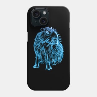 Blue glowing capybara Phone Case