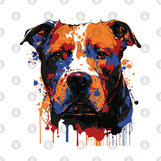 Colorful American pit bull face art by HB WOLF Arts