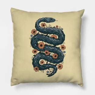 Floral snake (blue) Pillow