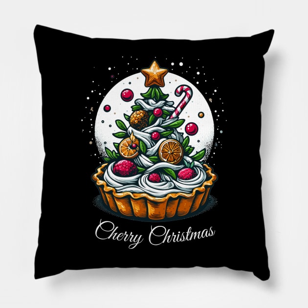 cherry christmas Tree Pillow by AlephArt