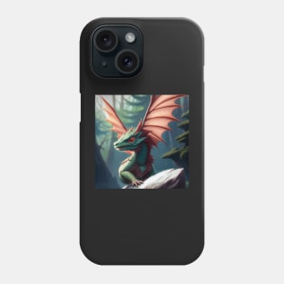 Baby Green Dragon with Pink Wings in the Woods Phone Case