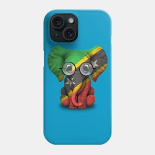 Baby Elephant with Glasses and Saint Kitts Flag Phone Case