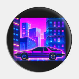 Neon car in Cyberpunk city Pin