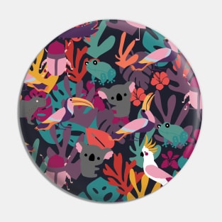 Cute Animals Pattern on Tropical Leaves Pin