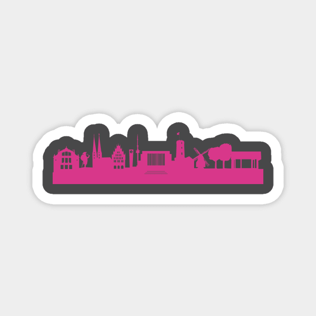 Bielefeld skyline pink Magnet by 44spaces