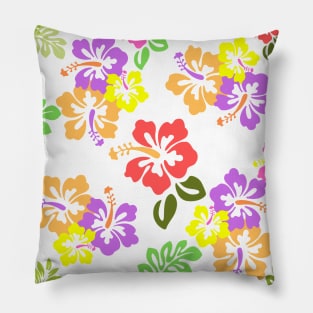 Colorful Hibiscus Flowers in White Pillow