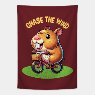 Capybara on the Bike Tapestry