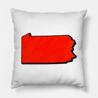 Bright Red Pennsylvania Outline Pillow