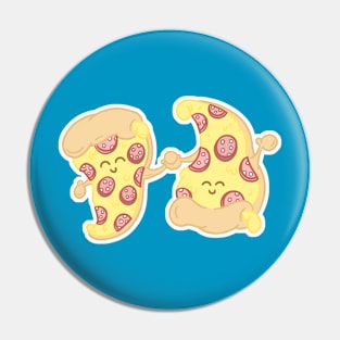 Cute Cartoon Pizza Slice Kawaii Characters Pepperoni Pin