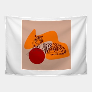 Abstract tiger - Orange Tapestry