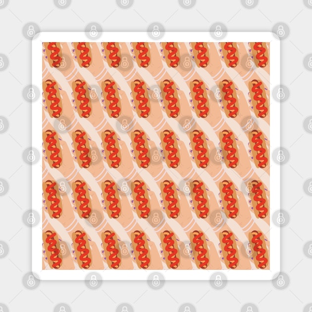 Popart Hot Dog Magnet by okpinsArtDesign