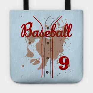 Kids 9th Birthday Baseball 9 Years Old #9 Baseball Lover Dirty Uniform Funny Baseball Tote