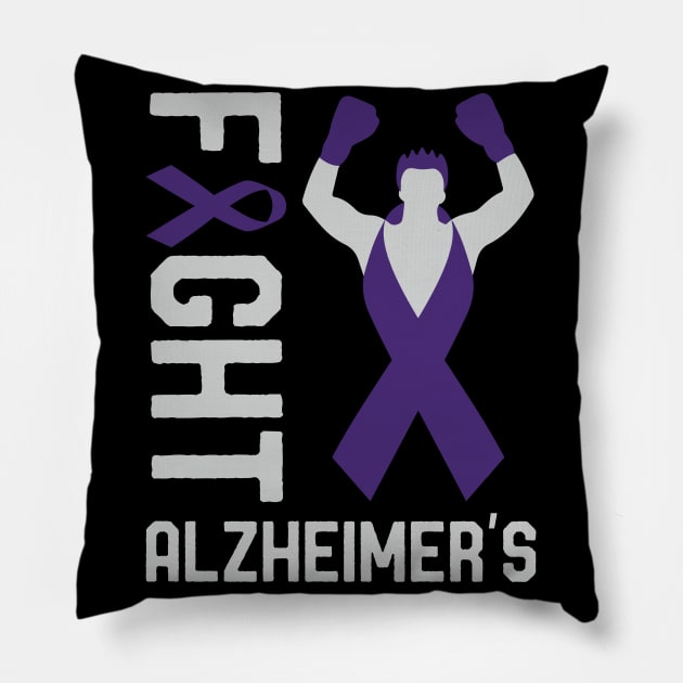 Fight Alzheimer's Awareness Month Ribbon Fighter Survivors Pillow by mrsmitful01