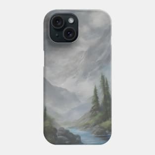 Mystical Reverie: Classical Interpretation of Misty Mountains Phone Case