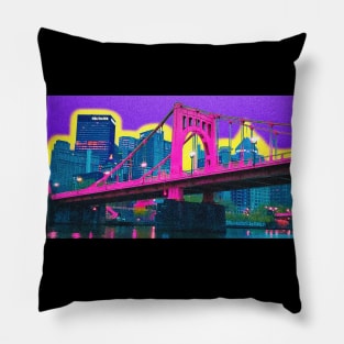 Neon Pittsburgh Bridge Pillow