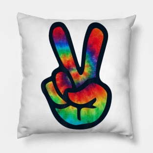 PEACE SIGN Hand Tie Dye T Shirt Hippies Christmas Pillow