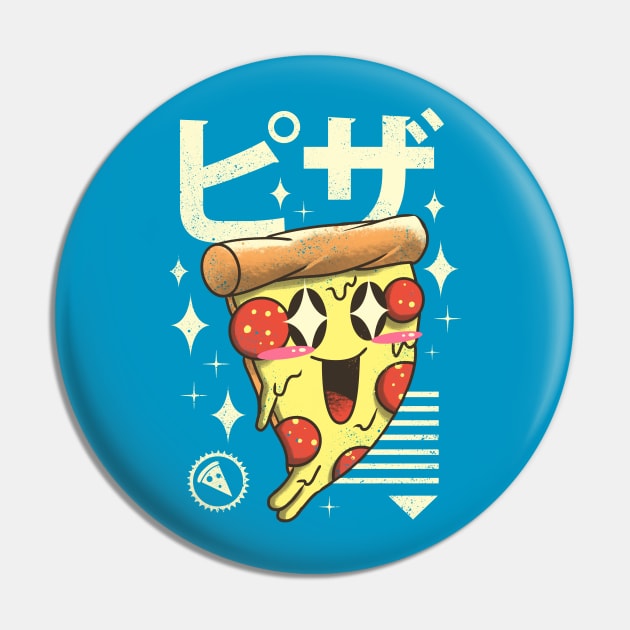 Kawaii Pizza Pin by Vincent Trinidad Art