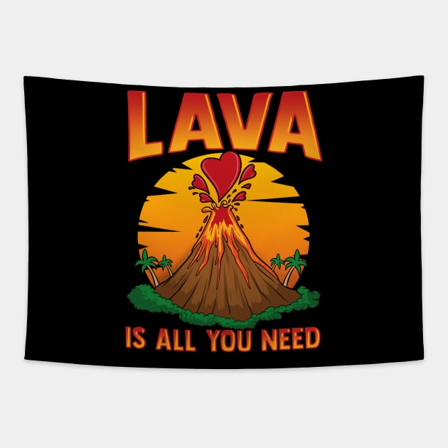 Cute Lava Is All You Need Volcano Valentines Day Tapestry by theperfectpresents