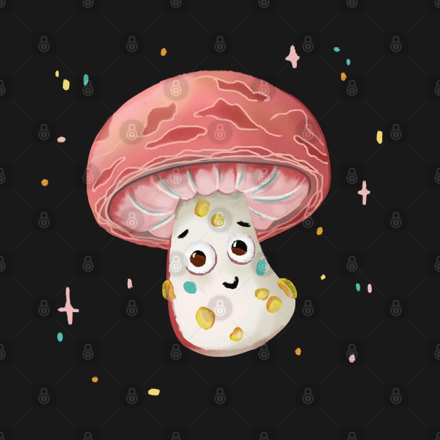 Cute Pink Rosy Veincap mushroom by Susi V