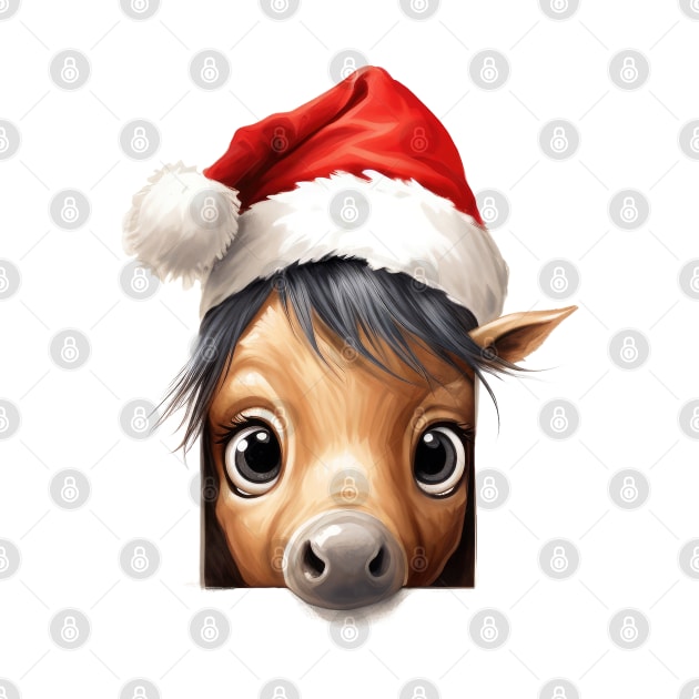 Christmas Peeking Baby Horse by Chromatic Fusion Studio