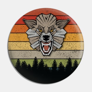 wild wolf retro design Pin