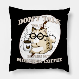 Grumpy Coffee Cat Pillow